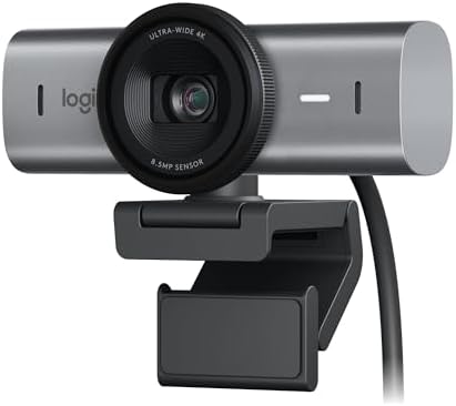 Logitech MX Brio Ultra HD 4K Webcam with Noise Reducing Microphones, AI-Enhanced Image Quality, Privacy Protector and USB-C Connection - Graphite