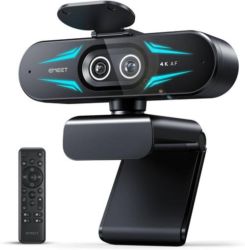 EMEET C60E Dual-Camera 4K Webcam for Streaming, Wide-Angle &amp; Telephoto