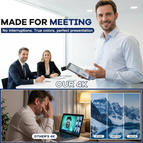 4K Webcam with Microphone for PC and Streaming Computer Camera